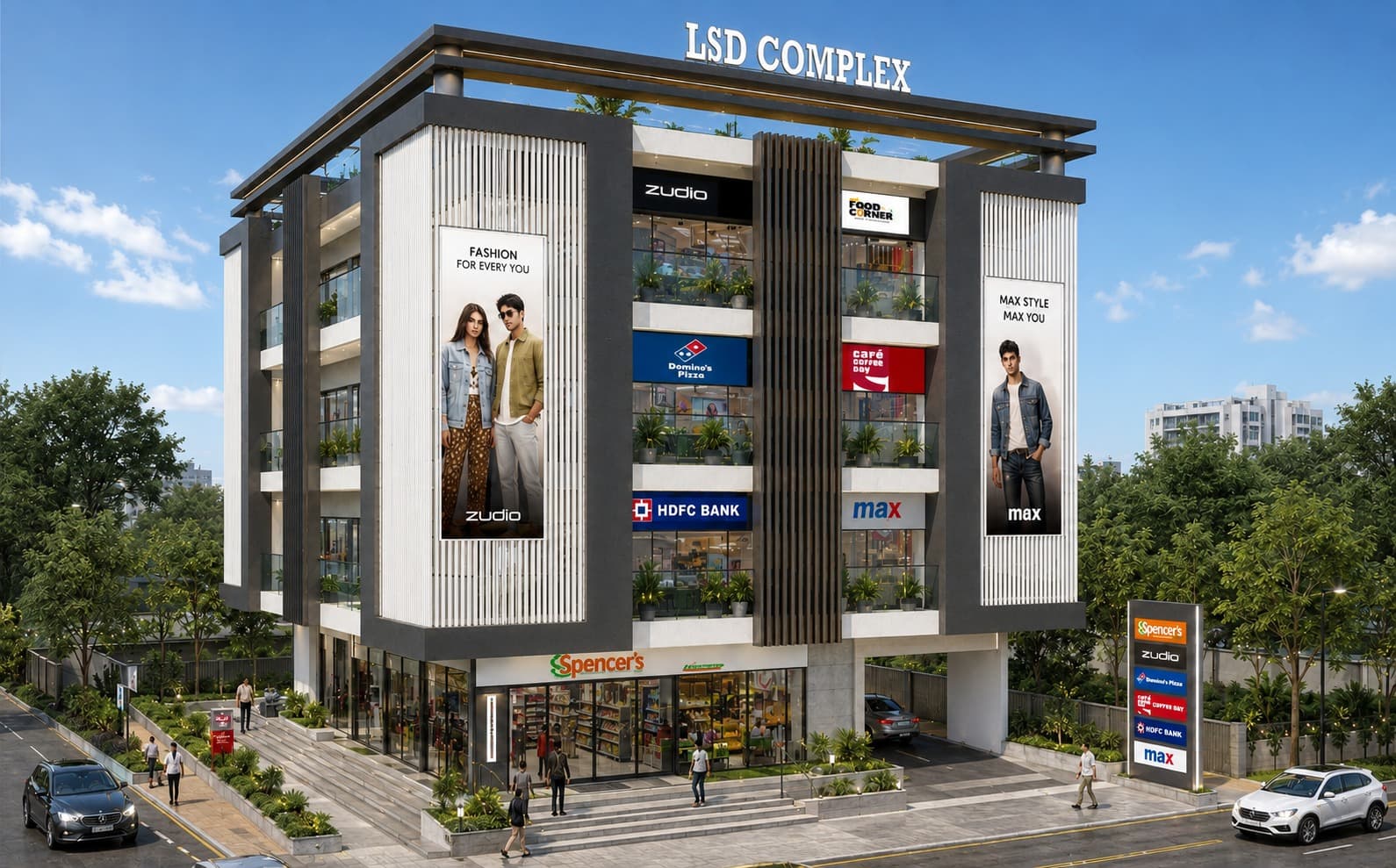Clubhouse entrance — elegant drop-off canopy
